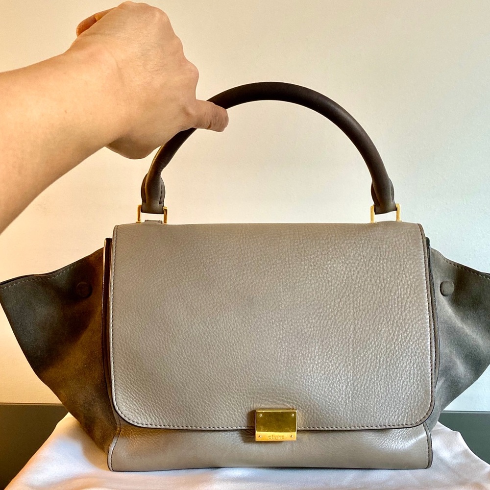 Authentic Celine Trapeze Bag in Gray